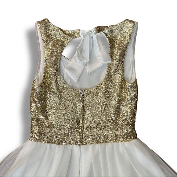 Windsor gold sequined tulle cocktail dress size 7 / 8 - Picture 11 of 11